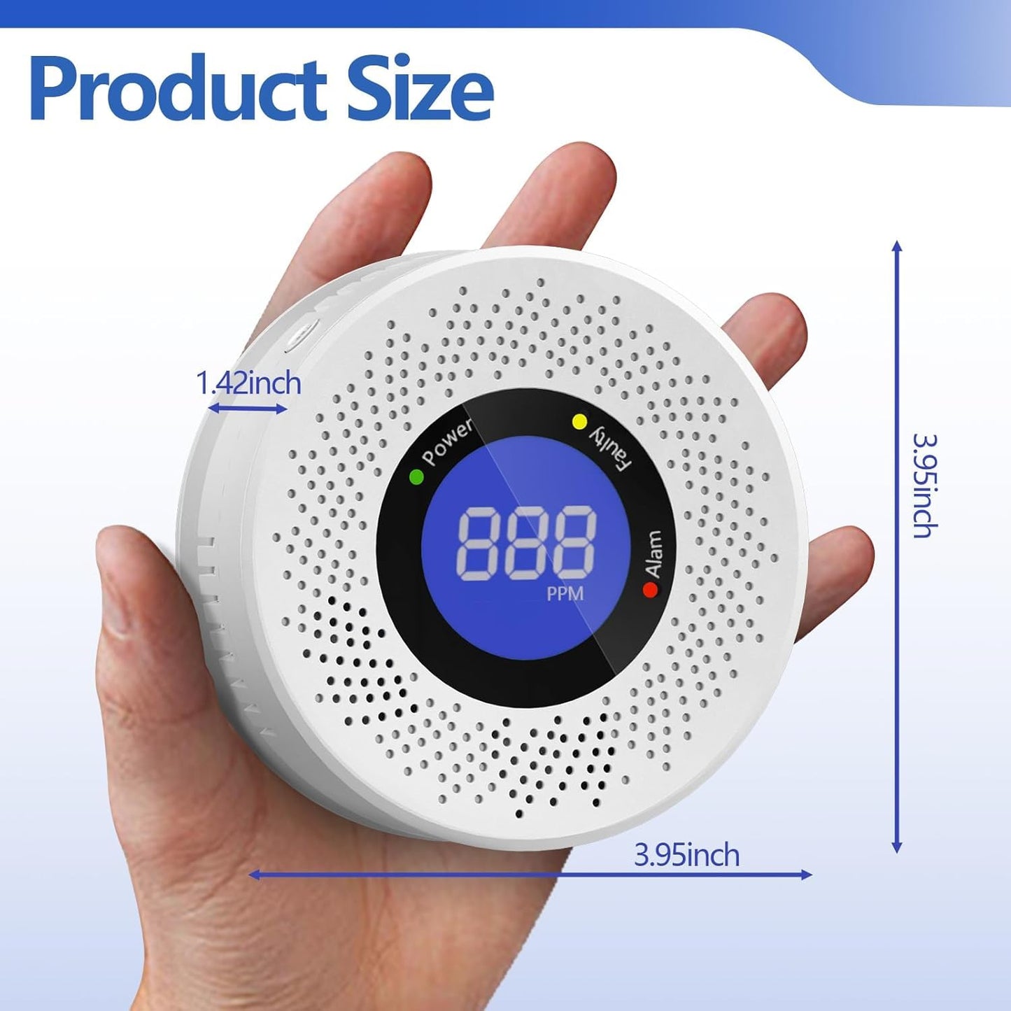 3 Packs Carbon Monoxide Detectors, Travel Carbon Monoxide Detector Battery，Replaceable Battery Operated CO Detector Alarm with Digital Display for Warehouse, Kitchen, Restaurant,Hotel, Garage