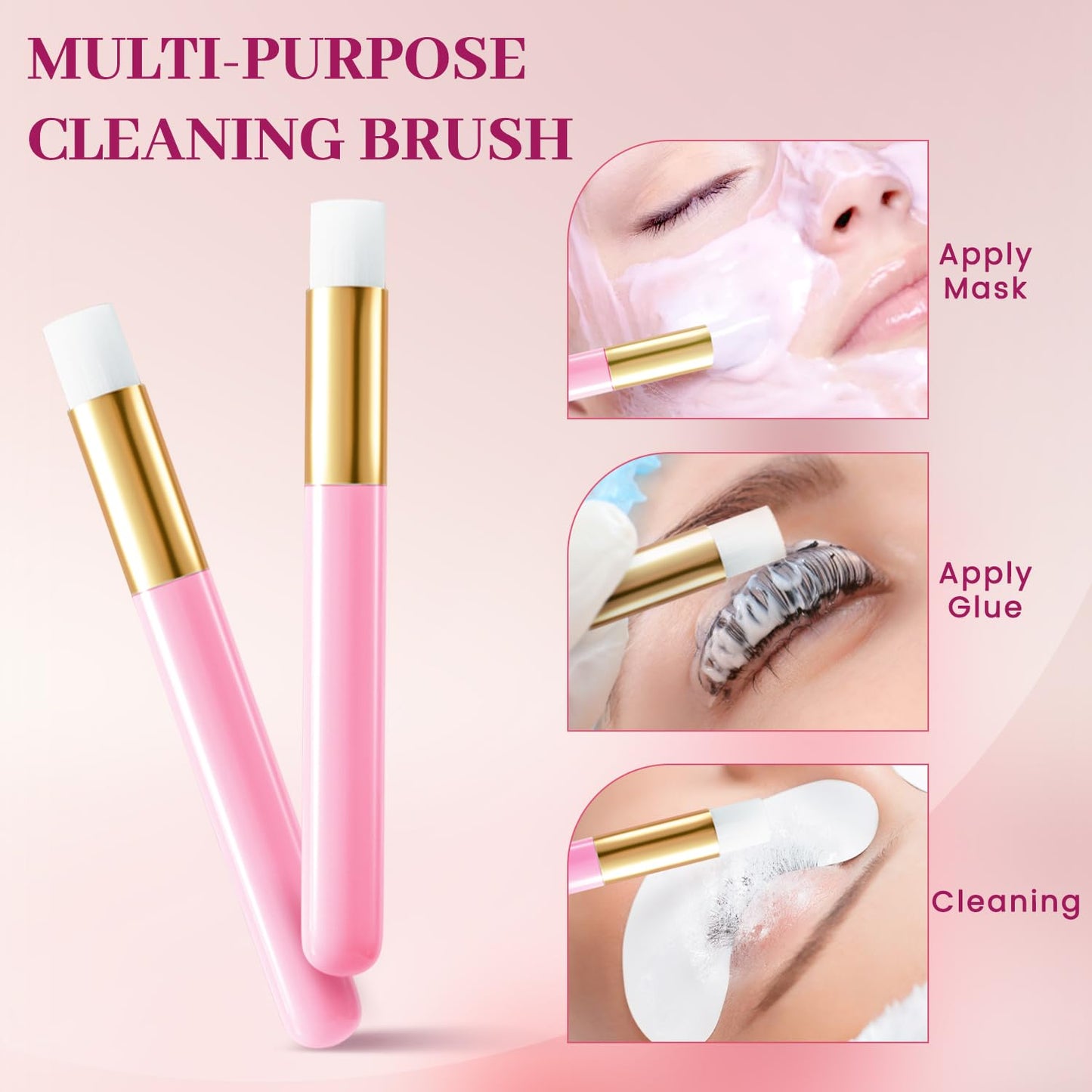 Buqikma Lash Shampoo Kit - Lash Cleaning for Eyelash Extension, 60Ml/2.11fl.Oz Eyelash with Lash Shampoo Brushes Gentle Lash Ext