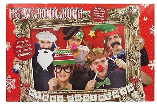 Festive Holiday Christmas Photo Booth Props with Card Frame Holiday Party Decoration and Entertainment
