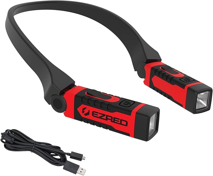 EZRED ANYWEAR Rechargeable Neck Light for Hands-Free Lighting - NK15, Perfect Light for Mechanics, Camping, Hunting, DIY P...