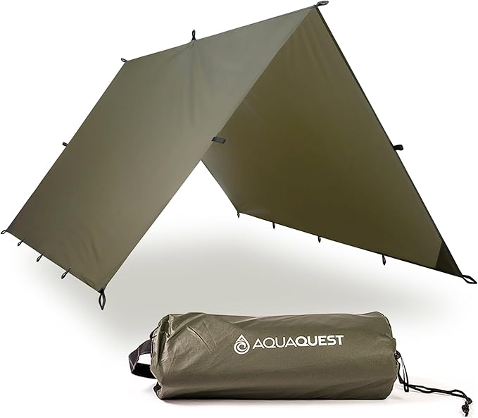 AquaQuest Guide Tarp – Ultralight Waterproof (5,000 mm) Seam-Taped 40D Ripstop Rain Fly for Backpacking, Stealth Camping &...