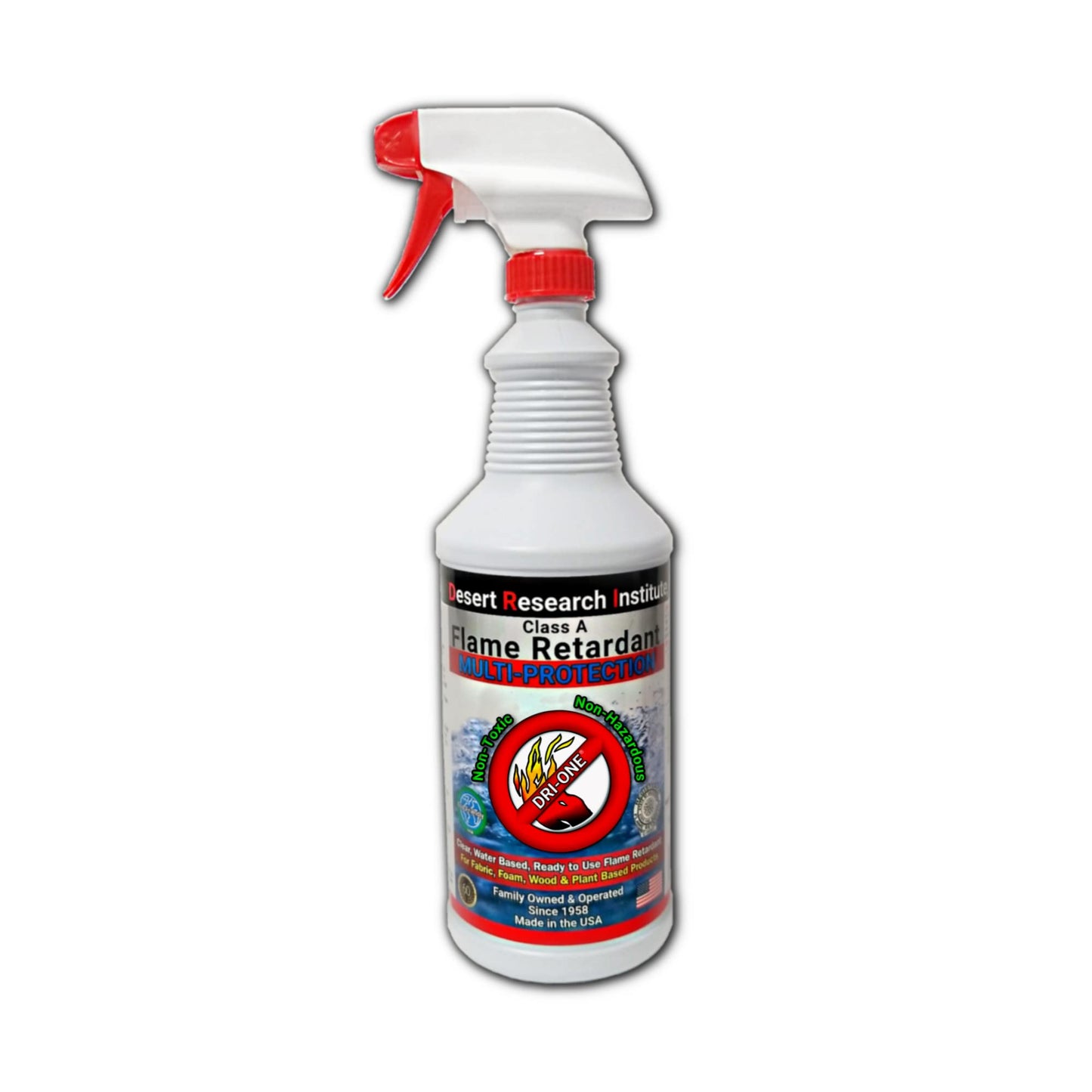 Fire Retardant Spray (Class A for Fabric, Wood, Theater Curtains & More) Eco-Safe, Non Toxic, C.A.C. Title-19, ASTM E84, DRI-ONE