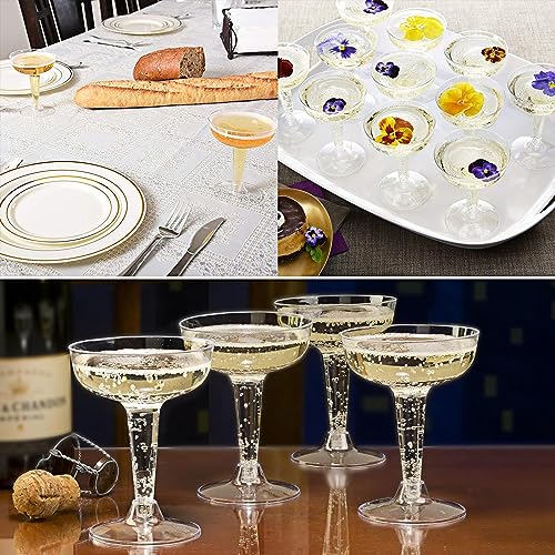 FVIEXE 100 Pack Plastic Champagne Coupe Glasses, Disposable Plastic Party Champagne Glasses, 4 Oz Clear Cocktail Martini M...