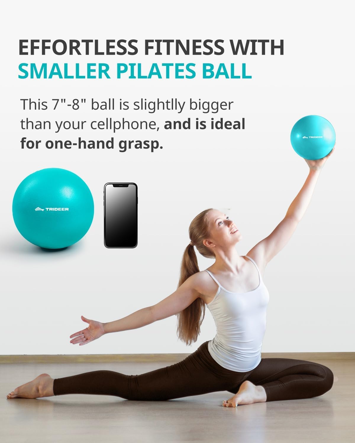 Trideer Pilates Ball 7-8 inch, Small Exercise Therapy Ball for Yoga, Barre, Core Strength, AB Workouts, Physical Therapy