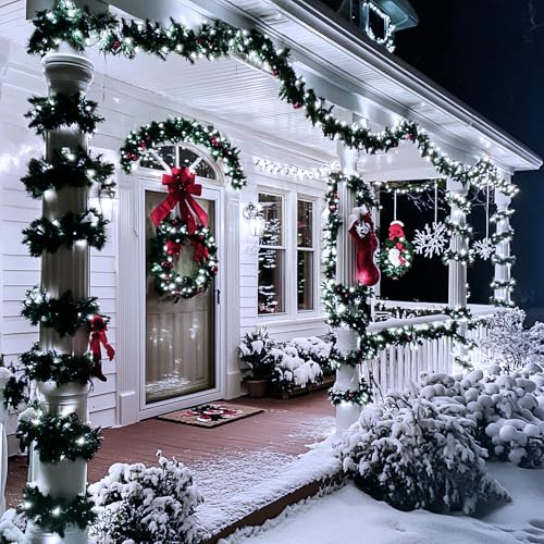 JMEXSUSS 66ft 200 LED White Christmas Lights Indoor Outdoor, Connectable String Twinkle Lights Outdoor Clear Wire Plug in ...