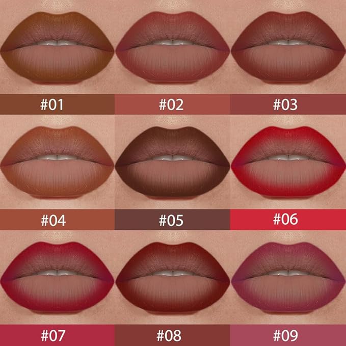evpct Dark Wine Red Gradient Matte Lipstick Lip Liner Crayon Combo Pencil Set for Women Long Lasting Waterproof, Deep Red Matte Cream Lip Liner and Lipstick Combo Makeup, Flawless Gradual Ombre Effect