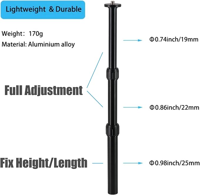 HUNTPAL Gun Rest Rifle Stand Tripod Shooting Stick for Range Table Bench Shooting Practice, Portable Adjustable Compact Aluminum Construction Gun Holder with 360° Swivel V Yoke Head