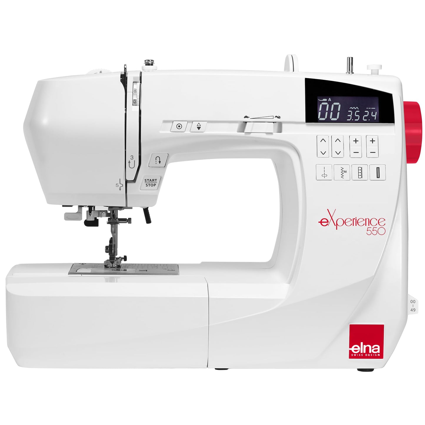 Elna eXperience 550 Stylish Computerized Sewing Machine with 50 Stitches, Smart Function Buttons, Built-in Needle Threader, Quick Stitch Selections, Extension Table Included and Swiss Design