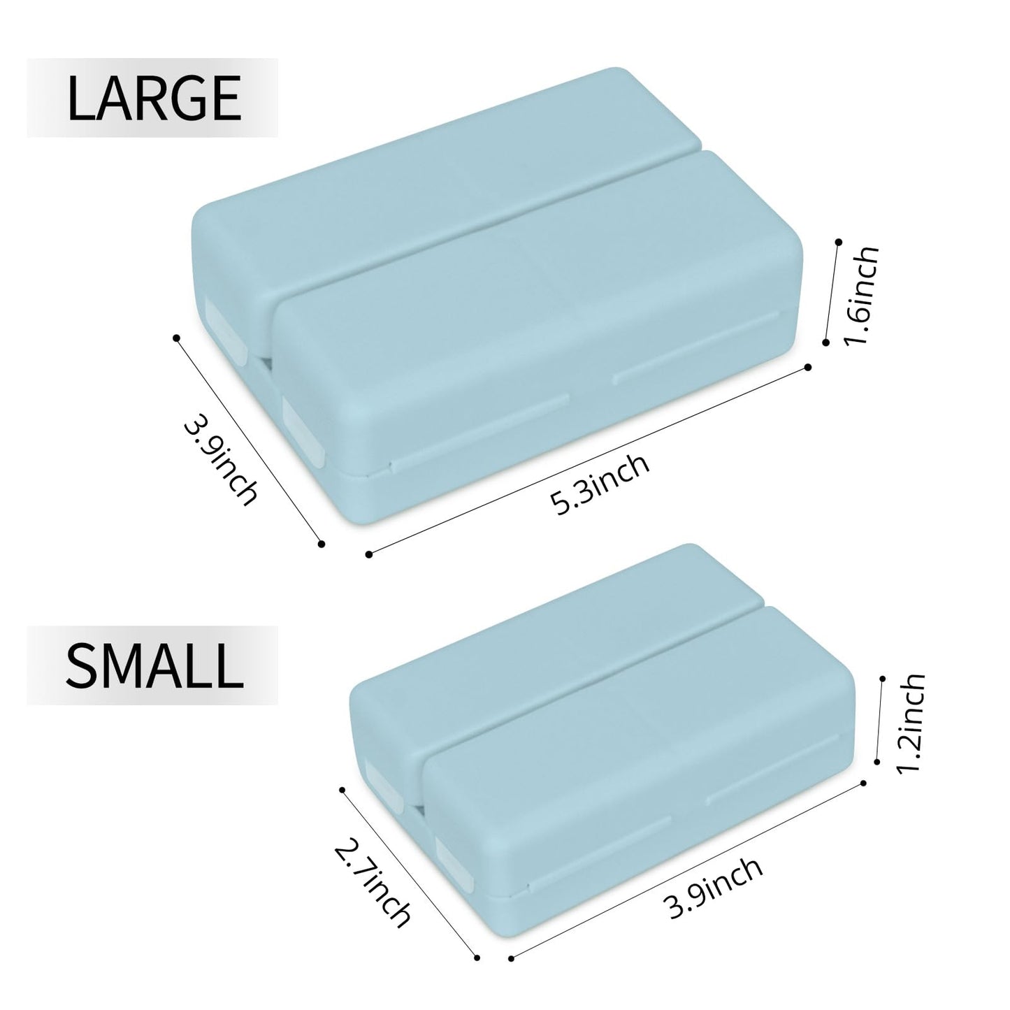 FYY 2 Pcs Daily Pill Organizer, 7 Compartments Portable Pill Case Travel Pill Organizer,[Folding Design] Pill Box for Purse Pocket to Hold Vitamins,Cod Liver Oil,Supplements and Medication-Blue