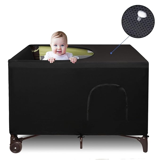 Dofilachy Blackout Cover for Pack N Play - Crib Blackout Cover Tent - Canopy Cover - Breathable Travel Crib Tent - Portabl...