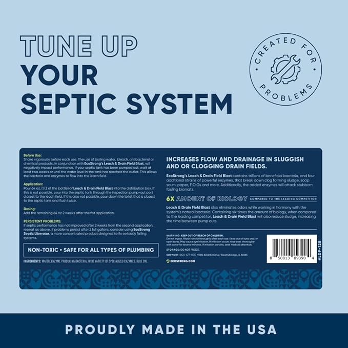 Septic Drain and Leach Field Treatment | Bio-Enzyme Cleaner Breaks Down and Digest Clogs | Removes Odors & Mainline Cleaner (128 OZ)