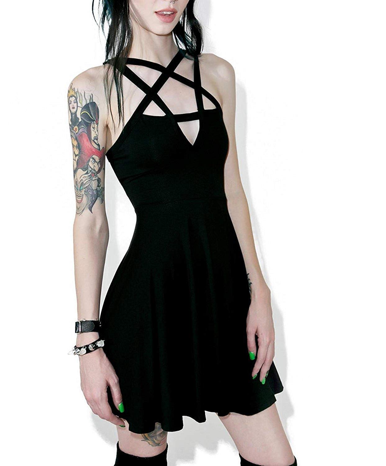 Fashion Dress Gothic Vintage Romantic Casual Goth Dress for Women Black
