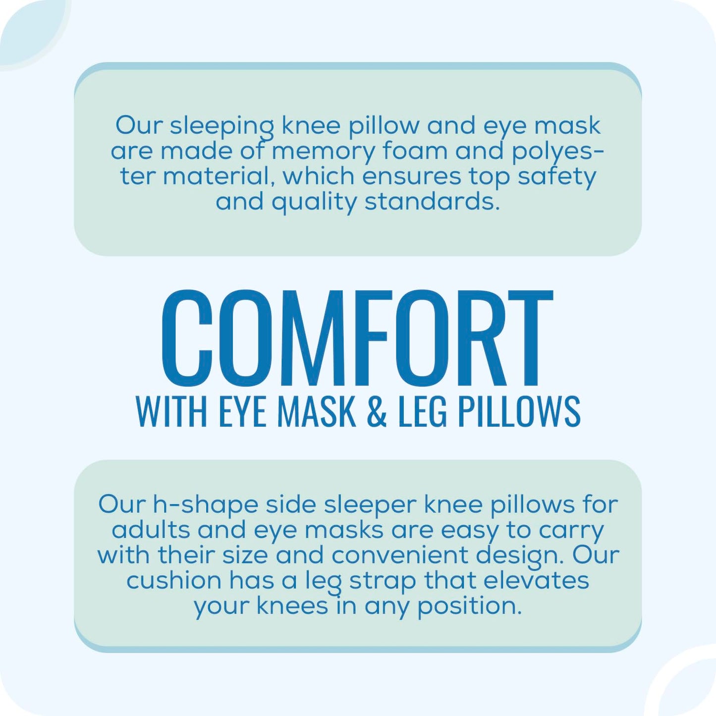 Ark Memory Foam Knee Pillow for Side Sleepers – H-Shaped with Leg Strap for Sciatica, Hip & Back Pain Relief – with Eye Mask & Extra Washable Cover
