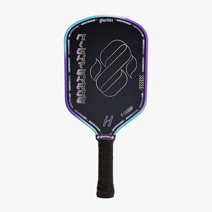 Gherkin Nightshade Pickleball Paddle - TPU Edgeguard - 14mm Polypropylene Honeycomb Core - 10mm Wide-Cells - Polyurethane ...