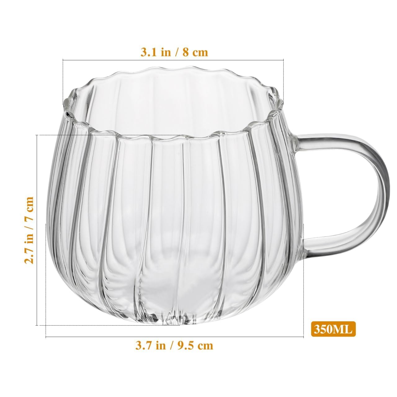 LuckyEra Clear Pumpkin Mugs Halloween Mugs with Handle Cute Pumpkin Coffee Mug Fall Mug Glass Pumpkins Cups Halloween Cups for Water Tea Thanksgiving Holiday Party Supplies