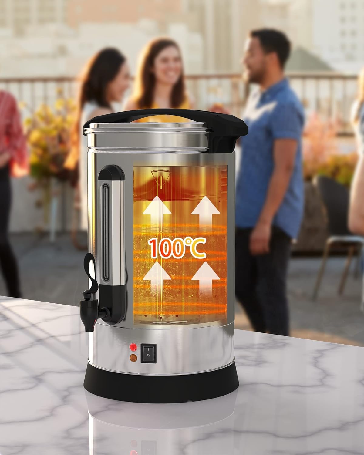 Takywep Coffee Urn 100 Cup, 14L/3.8Gal Commercial Coffee Maker for Party Buffet Wedding, Stainless Steel Large Hot Coffee Dispenser, Hot Beverage Dispenser,Hot Water Urn