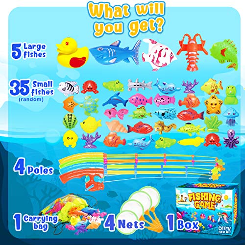 Goody King Magnetic Fishing Game Pool Toys for Kids - Bath Outdoor Indoor Carnival Party Water Table Toys Fish for Kids Ag...