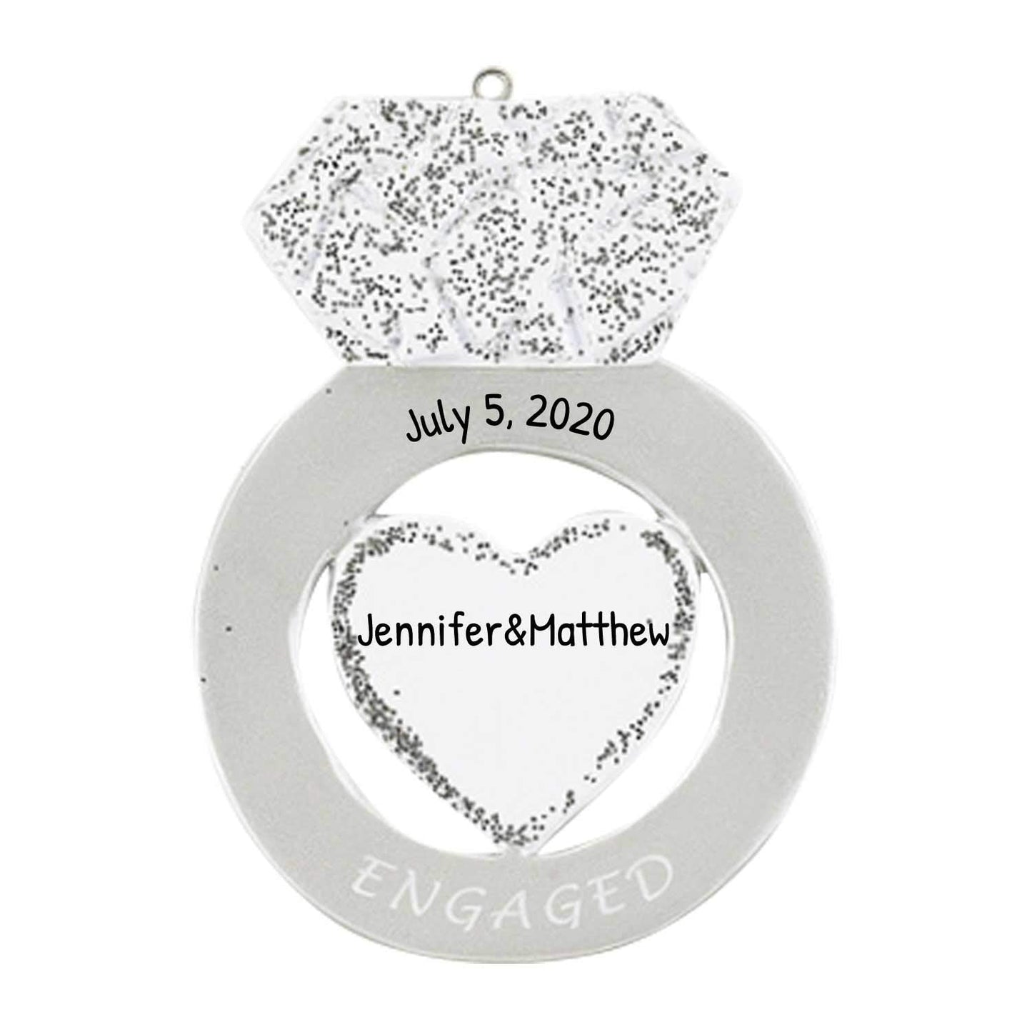 3D Personalized Engagement Ornament 2025 | Custom Name & Year | Diamond Ring She Said Yes We Are Engaged Couple, Our First Christmas, Xmas Tree Decoration Keepsake for Bride to Be Proposal Memory Gift
