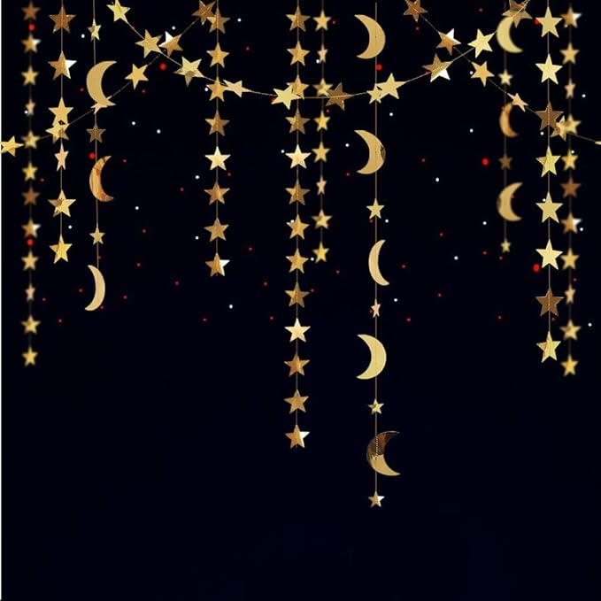 Decor365 Gold Moon Star Garland Ramadan Decorations Twinkle Little Star Two The Moon Birthday Party Decoration Whimsical D...