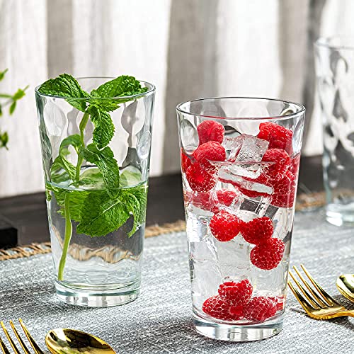 Set of 12 Elegant Everyday Stackable Drinking Glasses - Includes 4-17oz Highball Tumbler Glassware, 4-13oz DOF Rock Glasse...