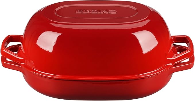 Enameled Cast Iron Oval Dutch Oven Pot with Lid, Dutch Oven for Sourdough Bread Baking, Oval Bread Pan, Bread Oven, Bread Dutch Oven, 7qt, Red