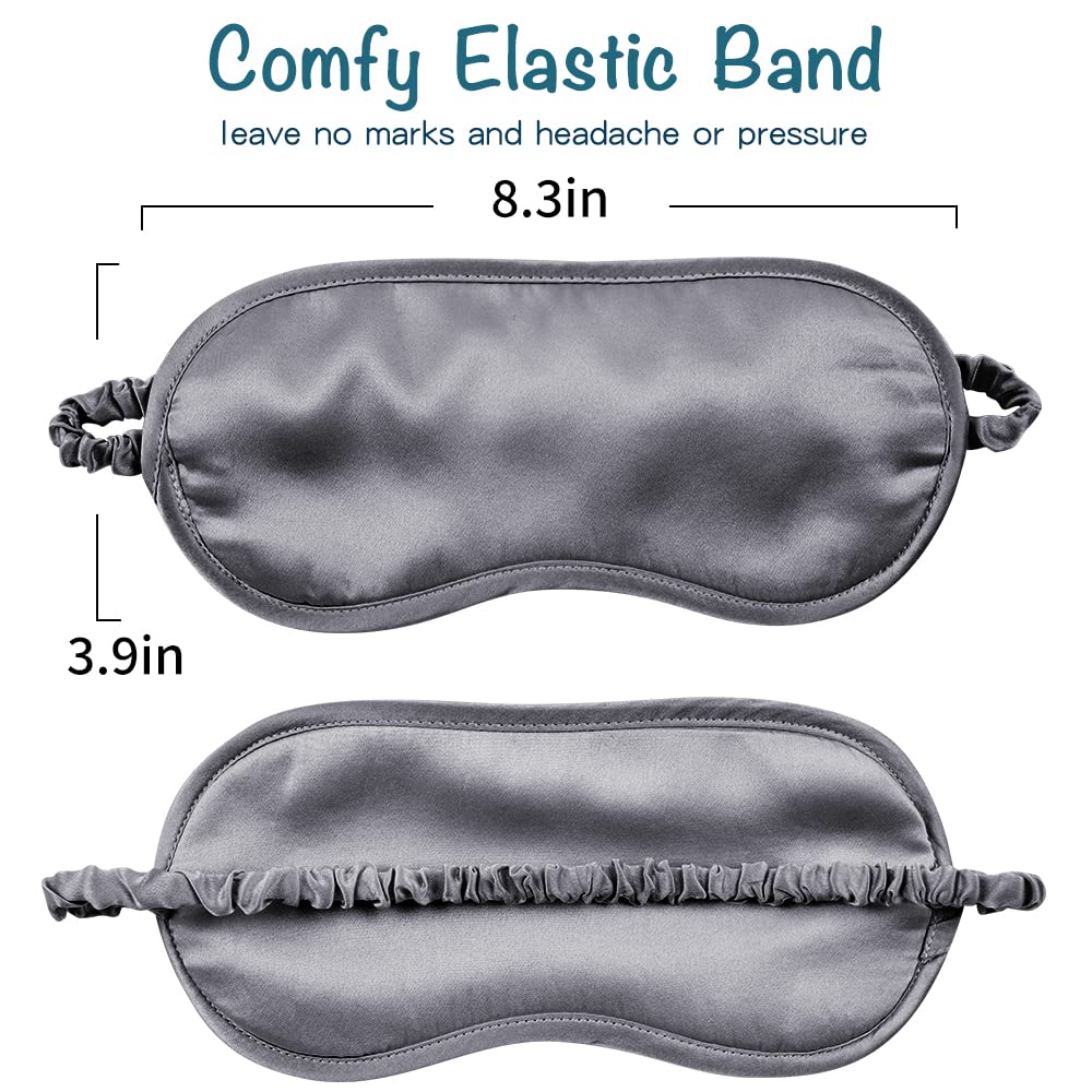 LULUSILK Mulberry Silk Sleep Eye Mask Blindfold with Elastic Strap Headband, Soft Eye Cover Eyeshade for Night Sleeping, Travel, Nap (Charcoal Gray)