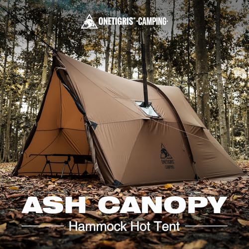 OneTigris ASH Canopy Hammock Hot Tent, Spacious Waterproof Windproof 4 Season Tent with Poles for Camping, Hiking, Bushcra...