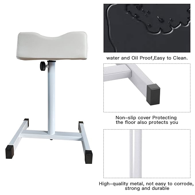 Pedicure Foot Rest,Adjustable Height Pedicure Stool,Pedicure Stand for Home Salon,Tattoo,Nail Tech(White)