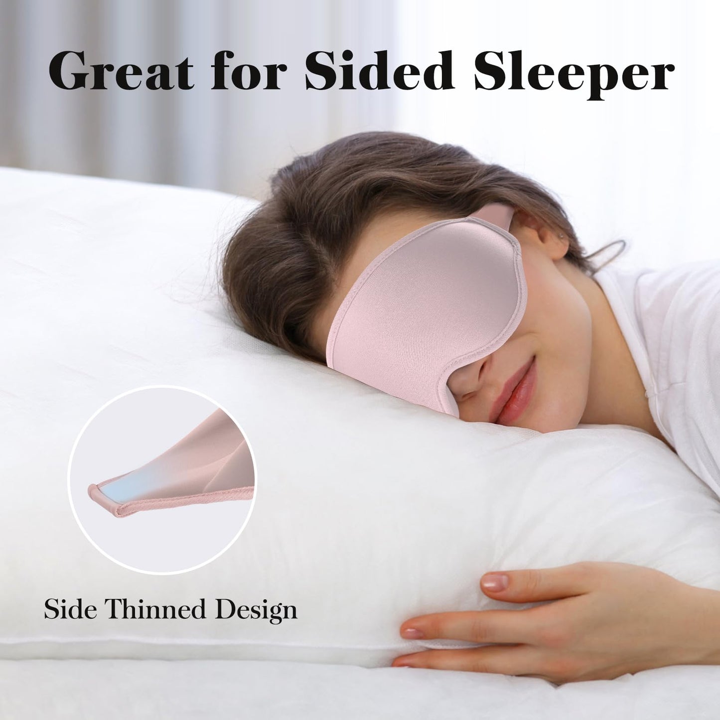 Fygrip 3D Eye Mask Sleep Mask for Men & Women, 100% Pressure-Free & Light Block-Out Eye Mask for Sleep with Easy Adjustable Strap, Night Eye Cover for Travel, Pink