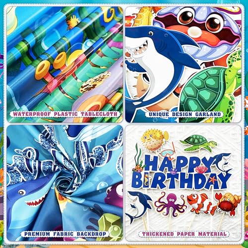Under the Sea Party Decorations 98Pcs, Ocean Theme Birthday Party Supplies Include Backdrop Tablecloth Bubble Garlands Cak...