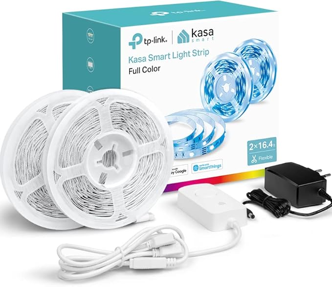 Kasa Smart LED Light Strip, RGB, 32.8ft(2 Rolls of 16.4ft.) Wi-Fi LED Strip Works w/ Alexa & Google Assistant,High Brightn...