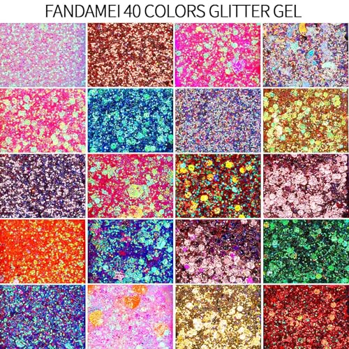 FANDAMEI 40 Colors Face Glitter, Face Paint Glitter Gel - Face Glitter for Women Girls, No Glue Needed, Multi-Purpose Glit...
