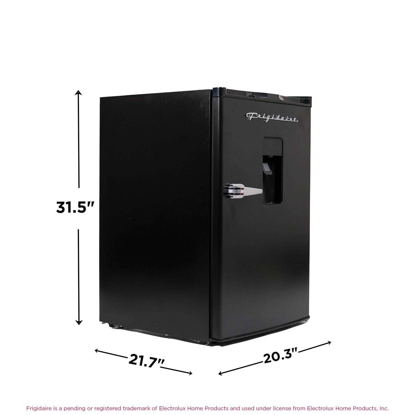 Frigidaire EFR494-BLACK Retro Compact Mini Fridge with Freezer Compartment, Chrome Handles, 4.4 Cu Ft, Built-in Water Dispenser, Black