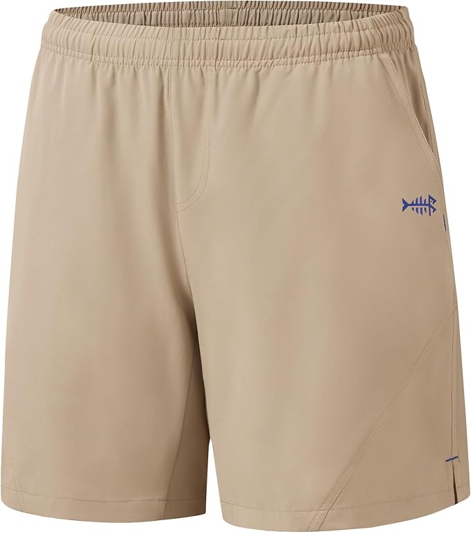 BASSDASH Men’s 7” Fishing Shorts UPF 50+ Lightweight Water Resistant Quick Dry for Hiking with Zipper Pocket FP06M