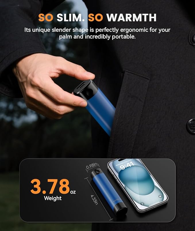 Rechargeable Hand Warmers - 2 Pack Electric Pocket Warmer, 360° Heating, 2X 5000mAh 18Hrs Long Last, 3 Settings - Camping Essentials, Hunting Gear, Christmas Stocking Stuffers, Gifts for Men, Women