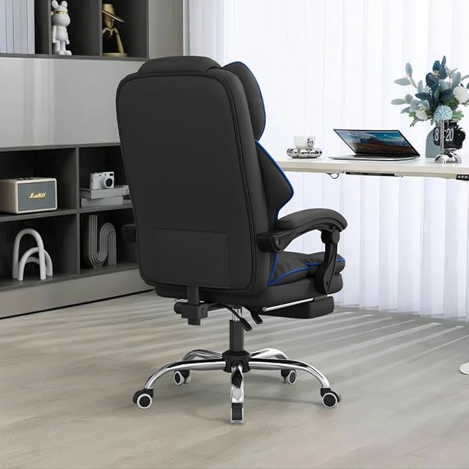 XUEGW Office Chair Executive Desk Chair with Foot Rest, High Back Computer Chair Ergonomic Leather Office Chairs with Wheels