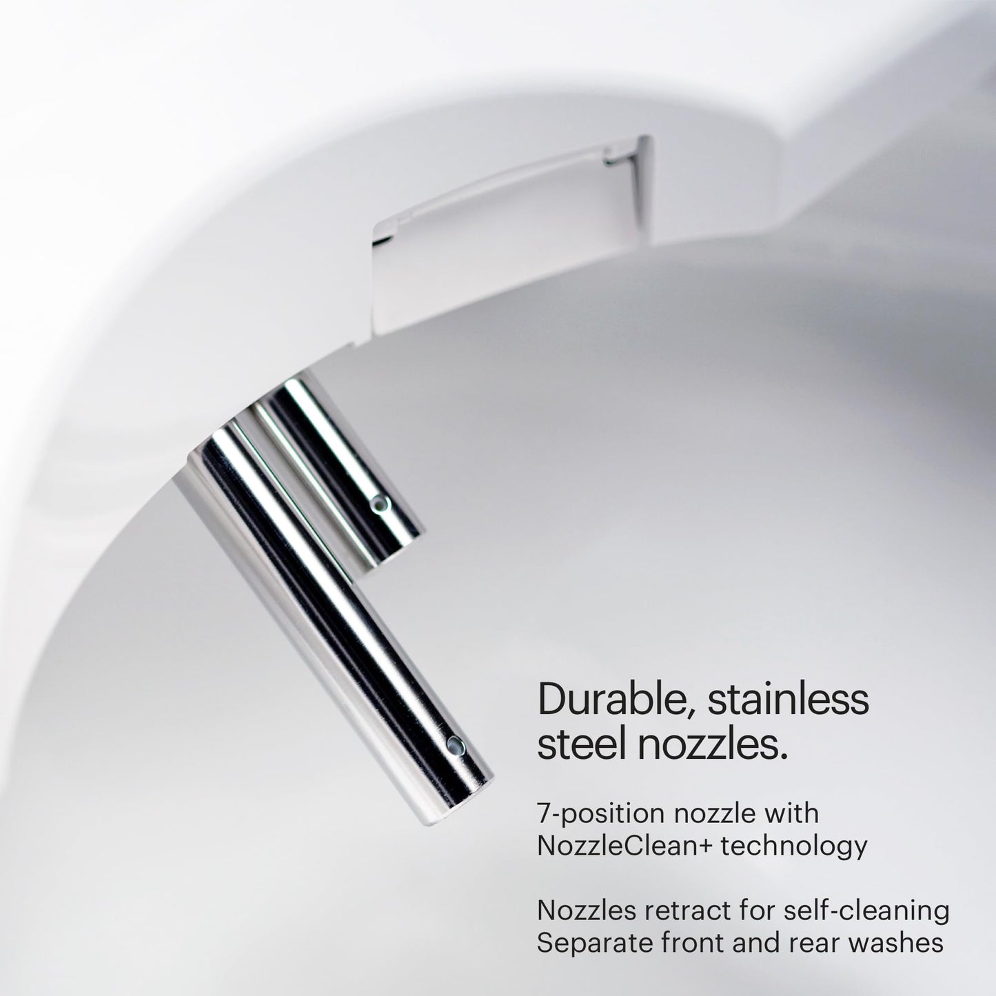 Brondell Bidet Toilet Seat S1400, Smart Toilet Seat, Dual Stainless-Steel, Self-Cleaning Nozzle With Clean Plus Technology, Endless Warm Water Bidet, Warm Air Dryer-Nightlight, Heated Seat, Elongated