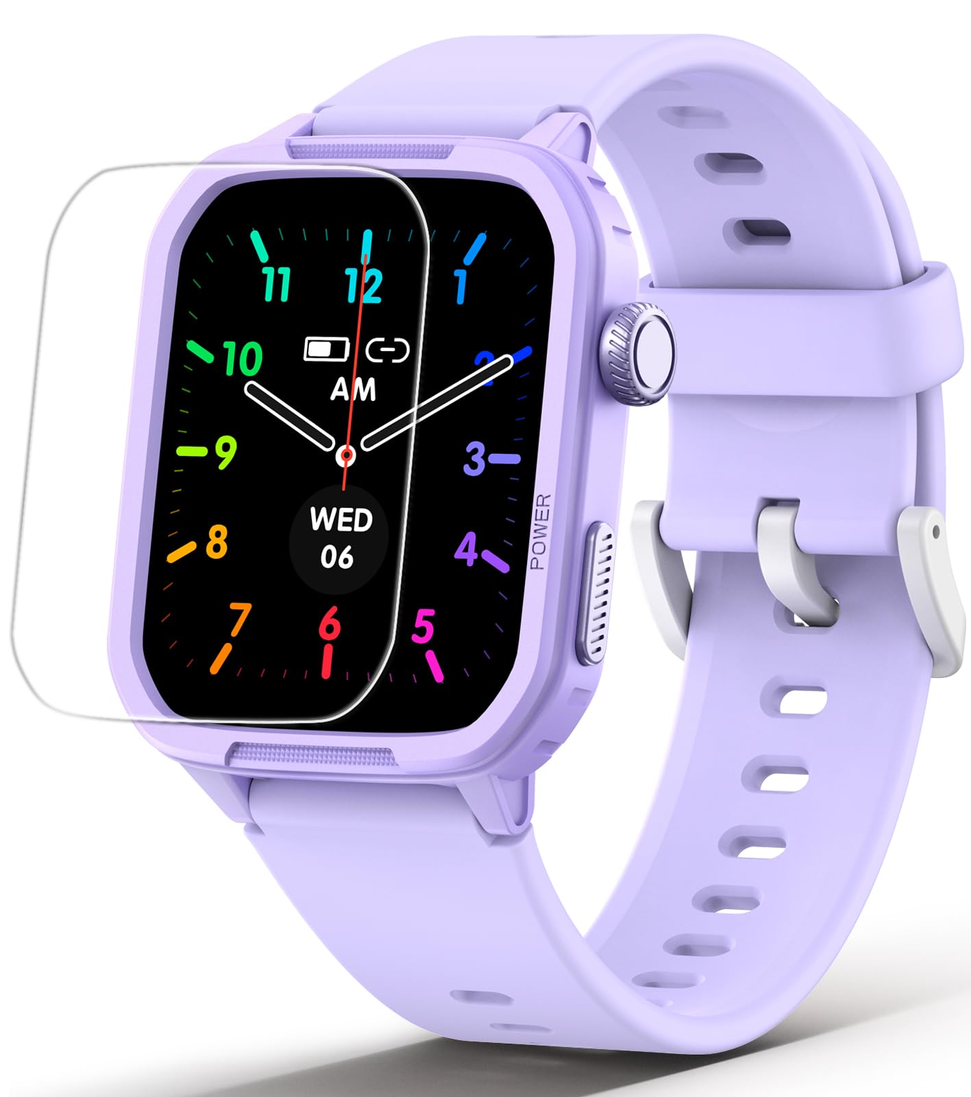 Smart Watch for Kids No Phone Needed, Tempered Glass Fitness Tracker Watch Boy Girl Teens with 19 Sport Modes, Pedometer, Sleep Monitor, Kids Watch Birthday Gifts Toy Gift for Girls Boys 6-16 (Purple)