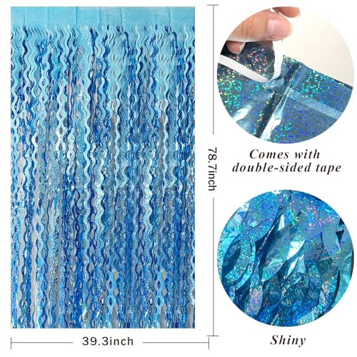 Tinsel Foil Fringe Curtains Wavy Backdrop for Parties Sparkle Metallic Wavy Foil Fringe Backdrop Curtain for Party Decorat...