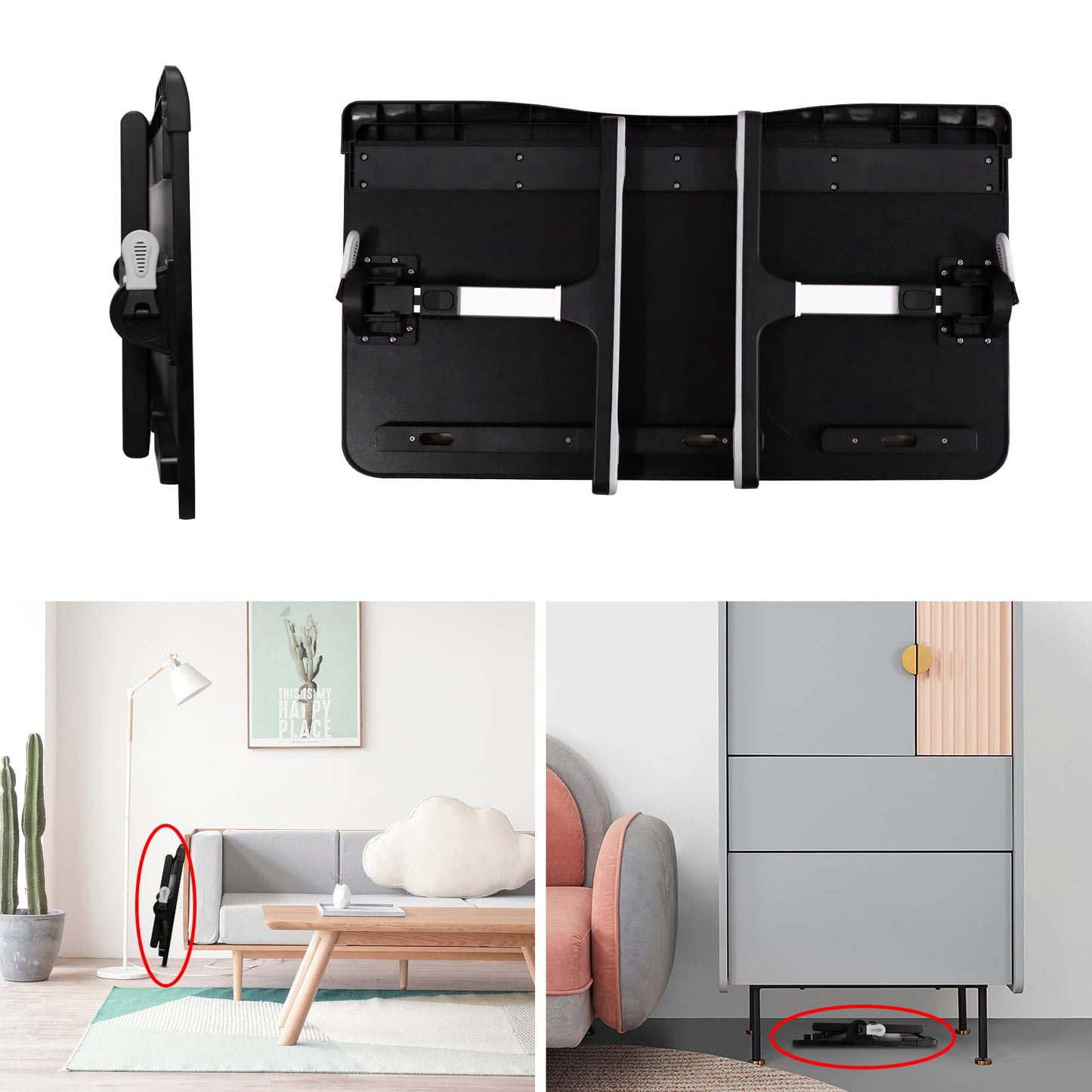 Laptop Bed Tray Desk with Adjustable Heights and Angles, Upgraded-Sturdy Foldable Lap Desk for Bed/Couch/Floor (NO Drawer, Black)