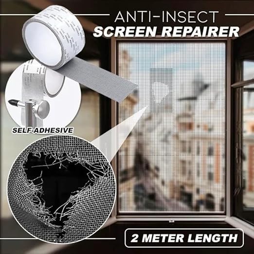 2024 New Strong Adhesive Screen Repair Tape - Window Screen Repair Kit, Adhesive & Waterproof Tape Fiberglass Repair Kit for Window Screen and Screen Door - Repair It Just 1 Second (Black)