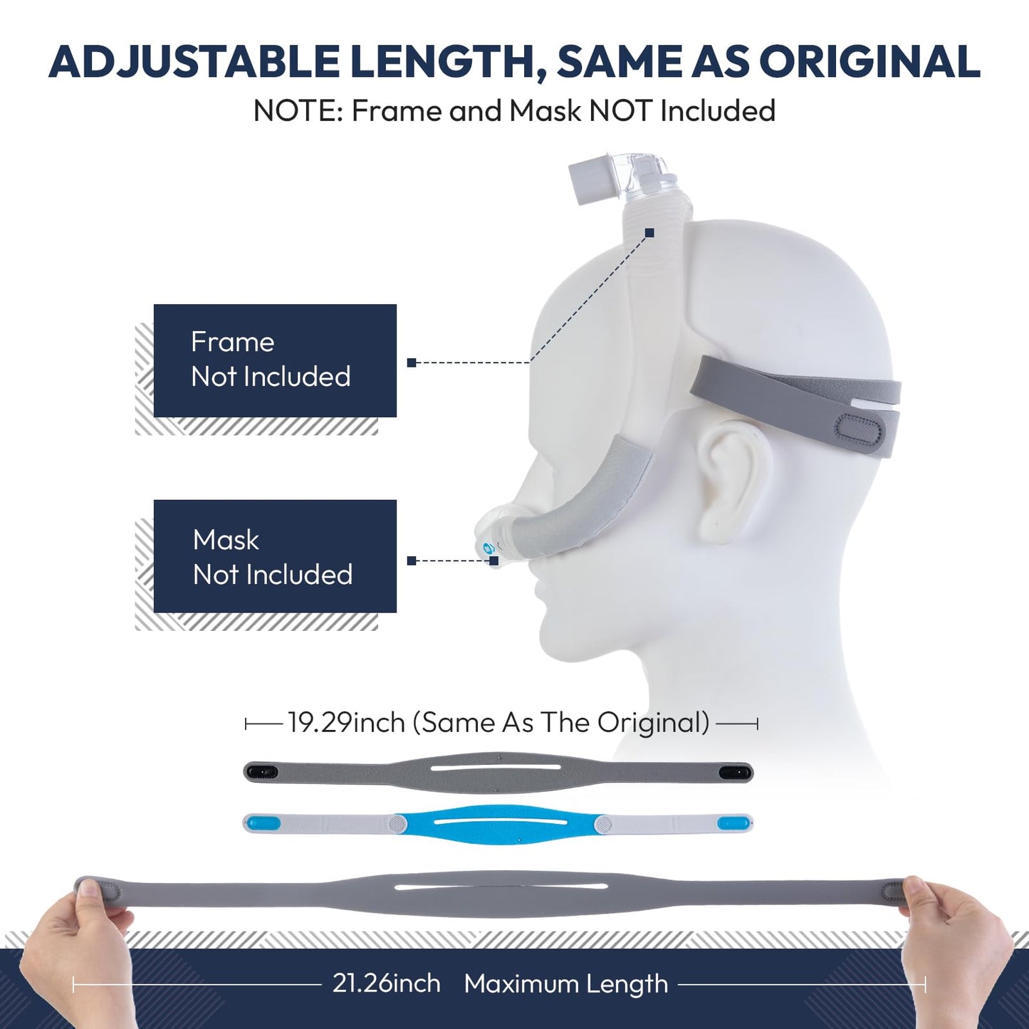 3 Packs Replacement Headgear Compatible with Airfit N30i and P30i Nasal Mask, Adjustable and Stretchy Material, FSA HSA Eligible, CPAP Straps Secure Fit CPAP Supplies Accessories (W/O Mask or Frame)