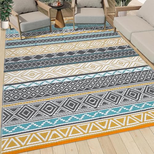 GarveeLife Outdoor Patio Rug 9x18 Waterproof Plastic Straw Rug, Reversible UV Resistant Foldable Camping Carpet Portable O...