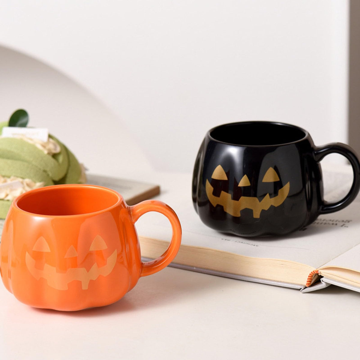 Halloween Pumpkin Mugs Coffee Mug Tea Cup Cute Expression Decorative Cups Birthday Tabletop Drinkware Gifts for Adults Kids Women (Orange1)