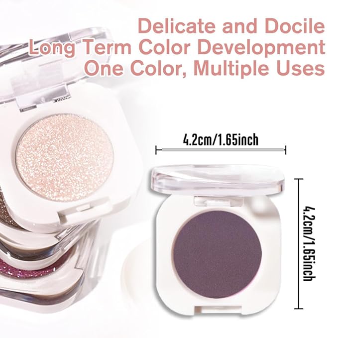 Eggplant Matte Eyeshadow Palette for Women, Single Monochrome Eye Shadow Makeup, Shiny Pressed Powder, Blendable Natural sombras para ojos, Holographic,Vegan,Travel -15