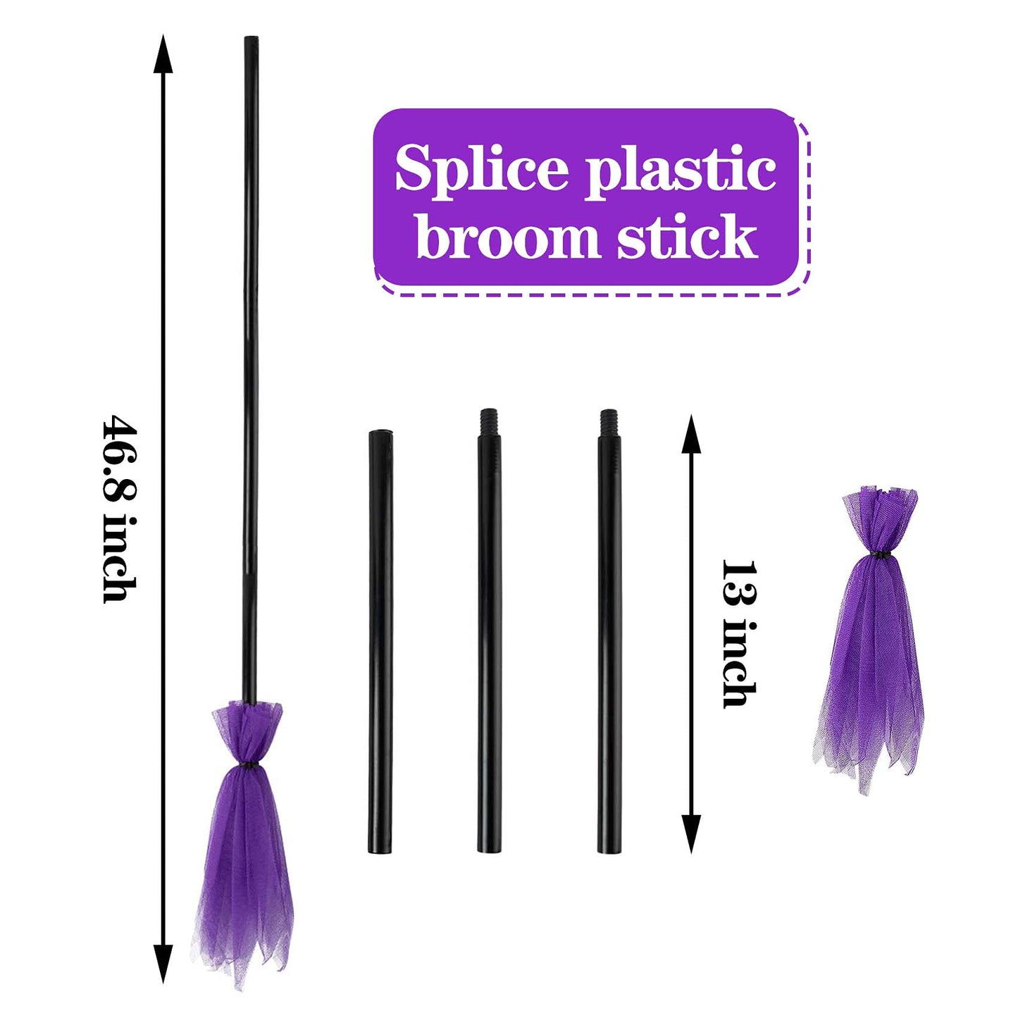 MISS FANTASY Toddler Witch Costume Halloween Witch Costume Accessories Girls Including Witch Hat and Broom Witch Purple Tutu Toddler Striped Witch Socks for 3-5 Kids Hocus Pocus Costume for Toddler