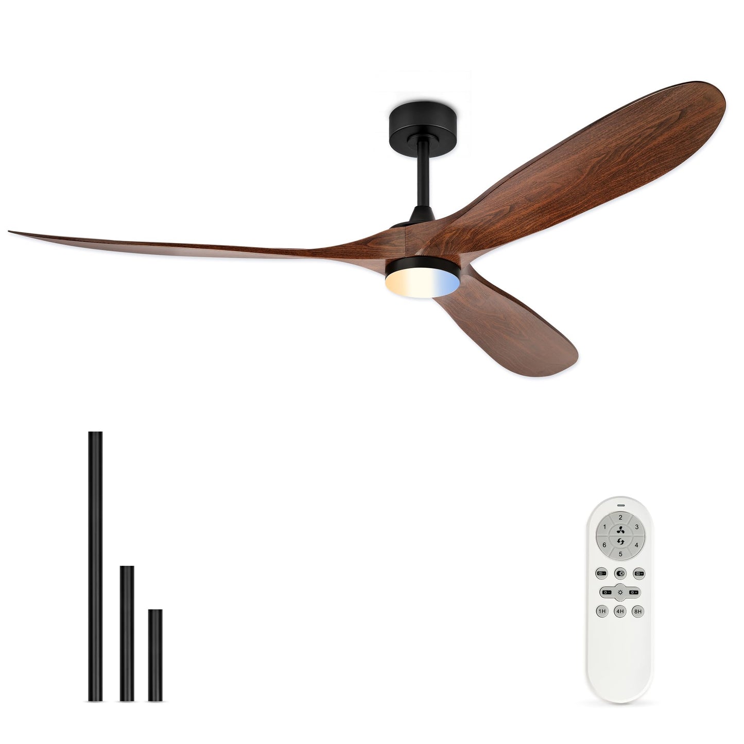 JAZAVA 70 Inch Modern ABS Ceiling Fan with Lights and Remote, DC Motor Large Ceiling Fan, 3CCT Dimmable LED Indoor Outdoor Ceiling Fan for Living Room, Patio & Covered Porch, ZCCF08WD-70