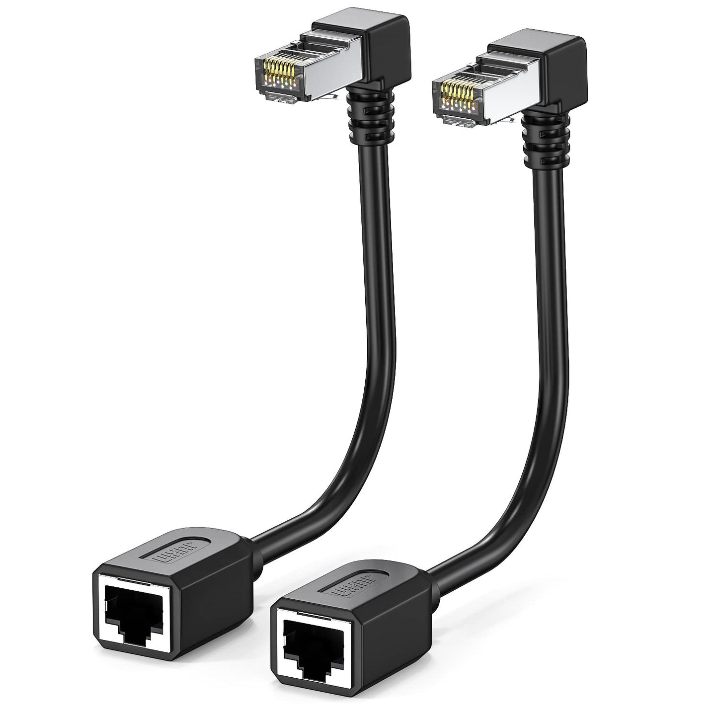 Juxinice 2Pack Cat6 Extension Cable 90 Degree,Cat6 Ethernet Extender Cable 4Inch,Right Angle Upward Internet Network Patch Cord