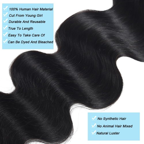 Beautymoon 100% Unprocessed Short Human Hair Bundles Brazilian Body Wave Bundles 14 14 14 Inch Bundles Human Hair Body Wave 16A Natural Black Weave Bundle for Women