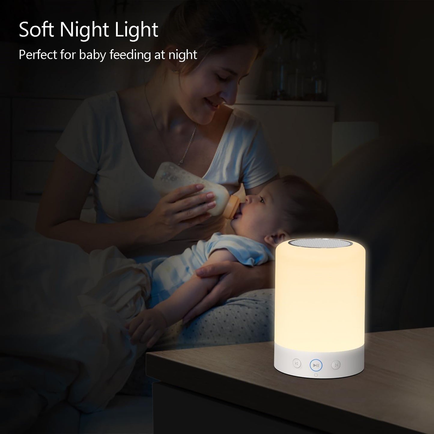 Kipcush White Noise Machine with Night Light – 20 Non-Looping Sleep Sounds, Rechargeable Battery, Touch Control, 6 Timers & Memory Function | Portable Sound Machine for Baby, Adults, Nursery, Travel